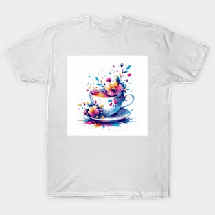 Whimsical Teacup With Flowers T-Shirt